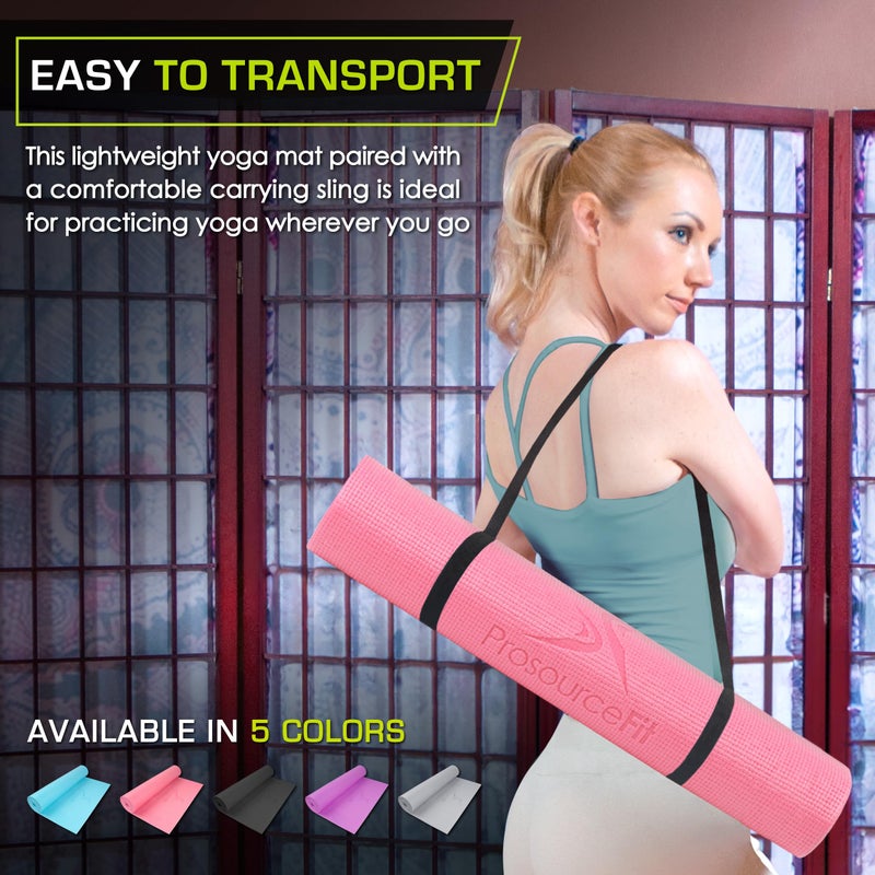 ProsourceFit Original Yoga Exercise Mat Â¼â€ (6mm) Thick for Comfort and Stability with Carrying Straps, Non Slip â€“Multiple Colors - Image 4